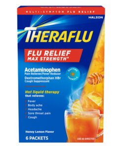Theraflu Fuerza Máxima Tos Resfriado y Gripe Alivio Diurno Medicina en Polvo, Miel Limón Sabor, 6 Unidades