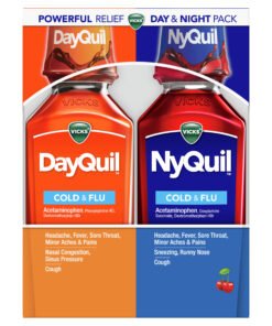 DayQuil & NyQuil Vicks Medicina Líquida para el Resfriado, la Tos y la Gripe, Medicina de Venta Libre, Cereza, 2x12 oz