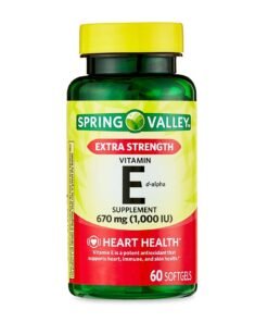 Spring Valley Extra Fuerza Vitamina E d-alfa Softgels, 670 mg (1,000 IU), 60 Contar