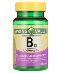 Spring Valley Tabletas de Vitamina B12 de Liberación Temporal, 1000 Mcg, 60 Unidades